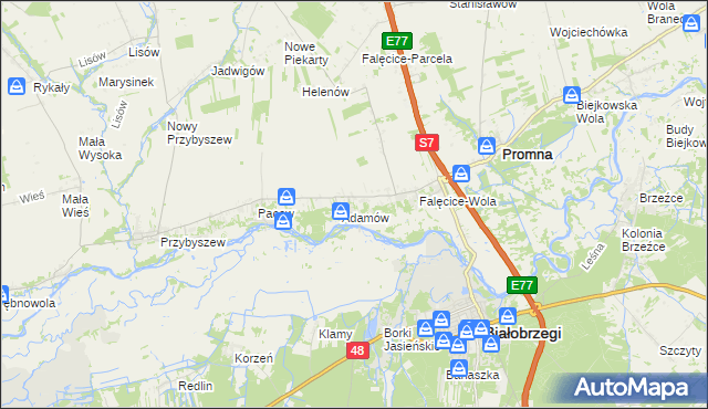 mapa Góry gmina Promna, Góry gmina Promna na mapie Targeo