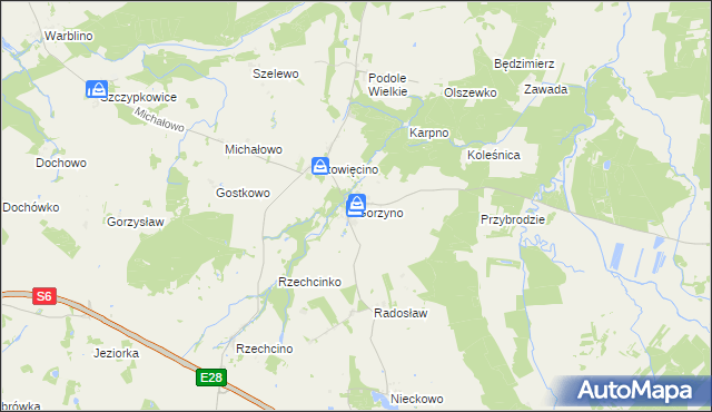 mapa Gorzyno, Gorzyno na mapie Targeo