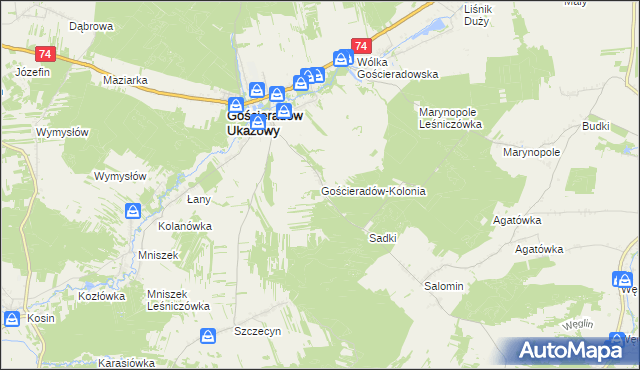 mapa Gościeradów-Kolonia, Gościeradów-Kolonia na mapie Targeo