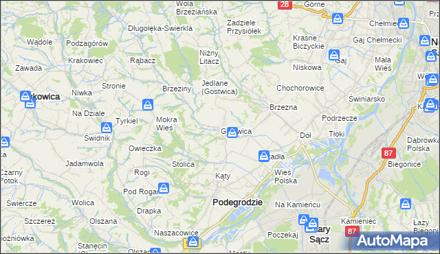 mapa Gostwica, Gostwica na mapie Targeo