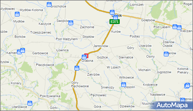 mapa Goźlice, Goźlice na mapie Targeo