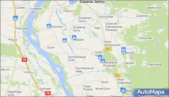 mapa Goźlin Mały, Goźlin Mały na mapie Targeo