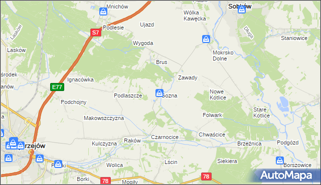 mapa Gozna, Gozna na mapie Targeo