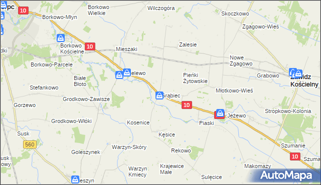 mapa Grąbiec, Grąbiec na mapie Targeo