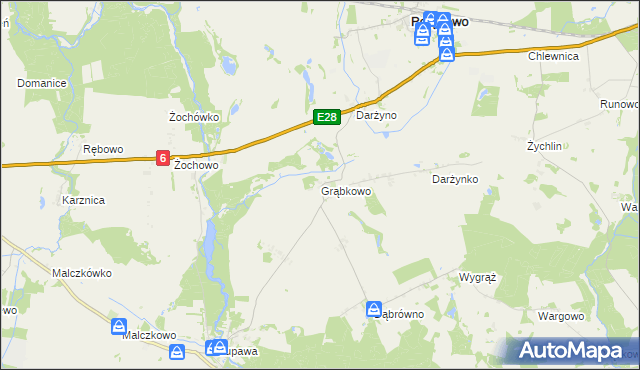 mapa Grąbkowo gmina Potęgowo, Grąbkowo gmina Potęgowo na mapie Targeo