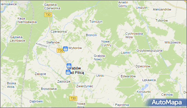 mapa Grabów Nowy, Grabów Nowy na mapie Targeo