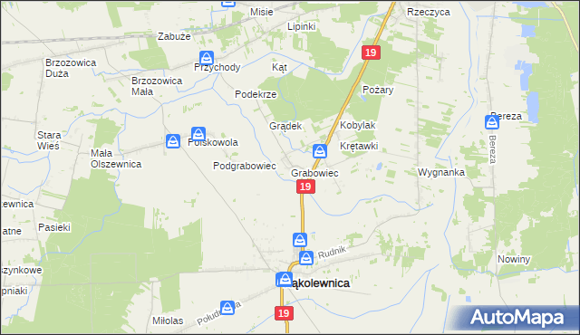 mapa Grabowiec gmina Kąkolewnica, Grabowiec gmina Kąkolewnica na mapie Targeo