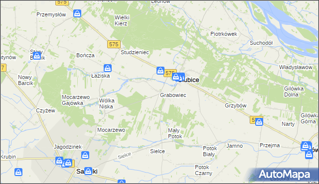 mapa Grabowiec gmina Słubice, Grabowiec gmina Słubice na mapie Targeo