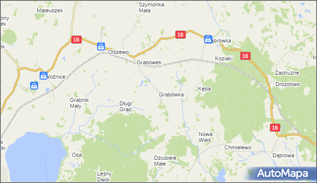 mapa Grabówka gmina Mikołajki, Grabówka gmina Mikołajki na mapie Targeo