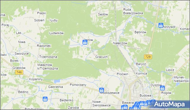 mapa Gracuch, Gracuch na mapie Targeo