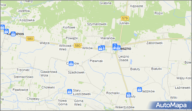 mapa Grądki gmina Leszno, Grądki gmina Leszno na mapie Targeo