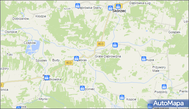 mapa Grala-Dąbrowizna, Grala-Dąbrowizna na mapie Targeo