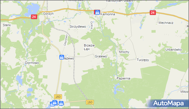 mapa Gralewo gmina Międzychód, Gralewo gmina Międzychód na mapie Targeo