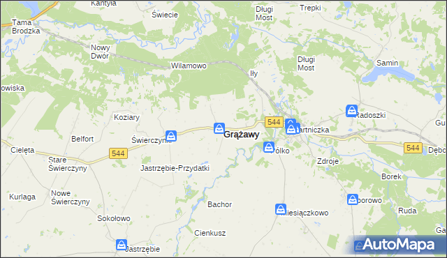 mapa Grążawy, Grążawy na mapie Targeo