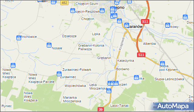 mapa Grębanin, Grębanin na mapie Targeo