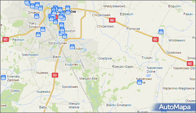 mapa Grędzice gmina Ciechanów, Grędzice gmina Ciechanów na mapie Targeo