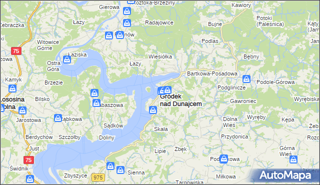 mapa Gródek nad Dunajcem, Gródek nad Dunajcem na mapie Targeo