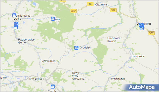 mapa Grodziec gmina Zagrodno, Grodziec gmina Zagrodno na mapie Targeo