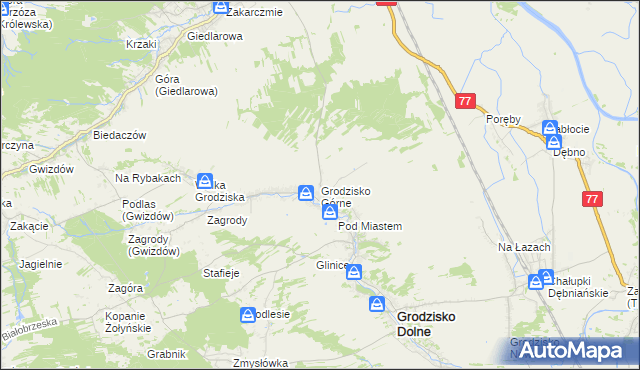 mapa Grodzisko Górne, Grodzisko Górne na mapie Targeo