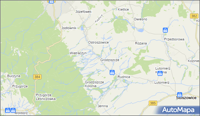 mapa Grodziszcze gmina Stoszowice, Grodziszcze gmina Stoszowice na mapie Targeo