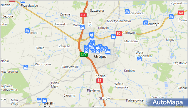 mapa Grójec, Grójec na mapie Targeo