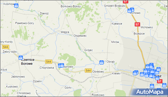 mapa Grójec gmina Czernice Borowe, Grójec gmina Czernice Borowe na mapie Targeo