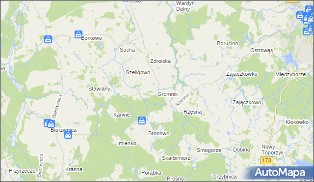 mapa Gromnik gmina Połczyn-Zdrój, Gromnik gmina Połczyn-Zdrój na mapie Targeo
