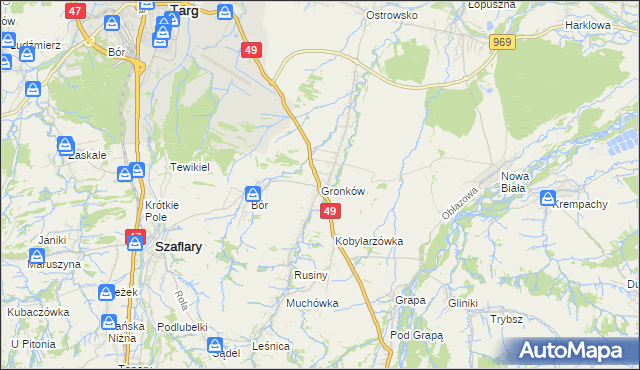 mapa Gronków, Gronków na mapie Targeo