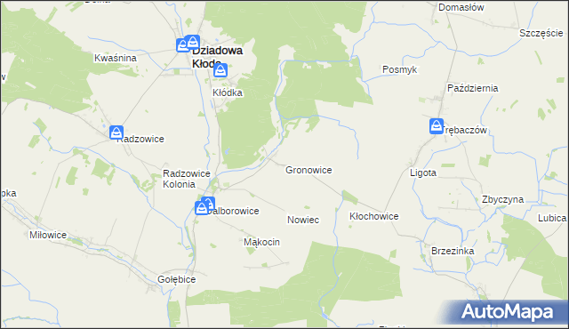 mapa Gronowice gmina Dziadowa Kłoda, Gronowice gmina Dziadowa Kłoda na mapie Targeo