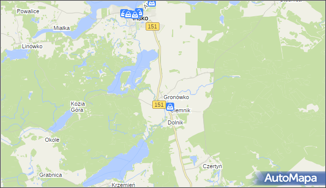 mapa Gronówko gmina Ińsko, Gronówko gmina Ińsko na mapie Targeo