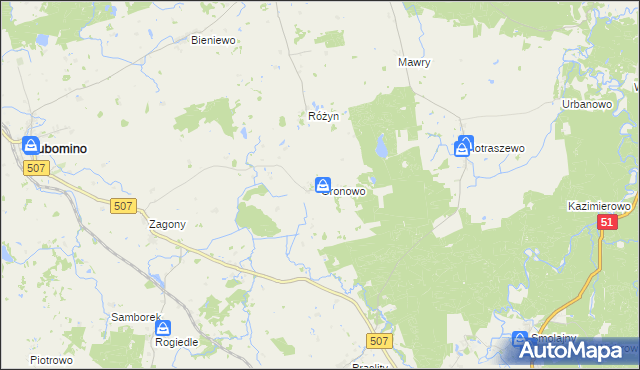 mapa Gronowo gmina Lubomino, Gronowo gmina Lubomino na mapie Targeo