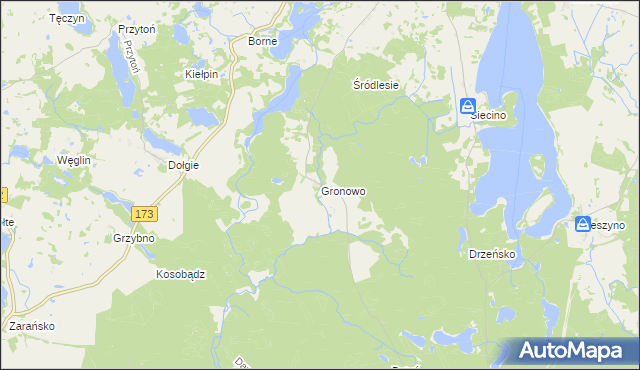 mapa Gronowo gmina Ostrowice, Gronowo gmina Ostrowice na mapie Targeo