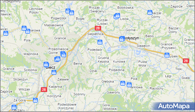 mapa Grudna Kępska, Grudna Kępska na mapie Targeo