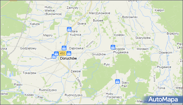 mapa Gruszków gmina Doruchów, Gruszków gmina Doruchów na mapie Targeo