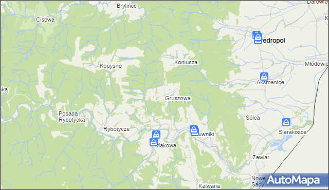 mapa Gruszowa, Gruszowa na mapie Targeo