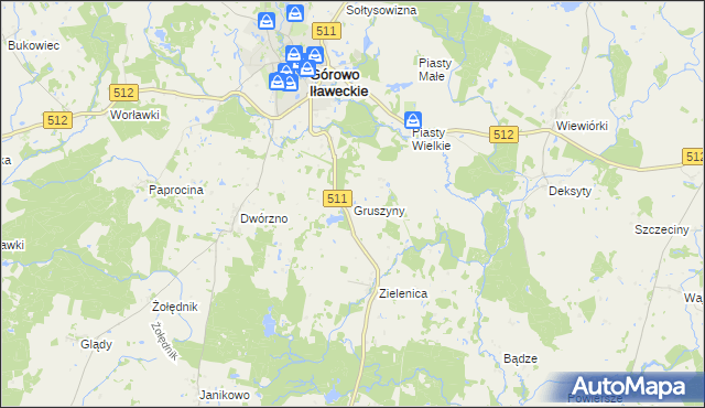 mapa Gruszyny, Gruszyny na mapie Targeo
