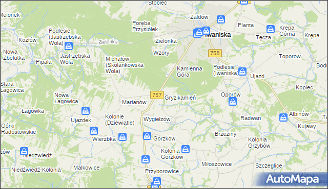 mapa Gryzikamień, Gryzikamień na mapie Targeo