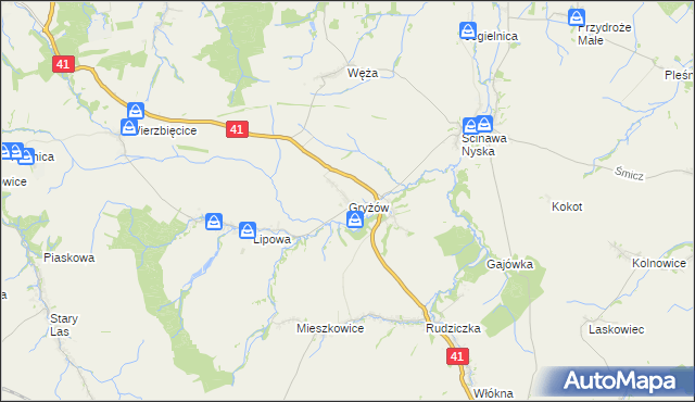 mapa Gryżów, Gryżów na mapie Targeo