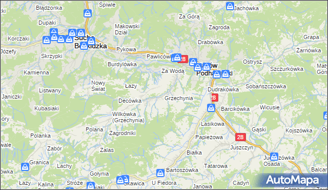 mapa Grzechynia, Grzechynia na mapie Targeo