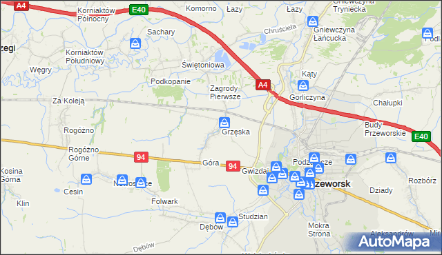 mapa Grzęska, Grzęska na mapie Targeo