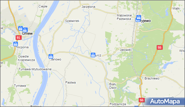 mapa Gurcz, Gurcz na mapie Targeo