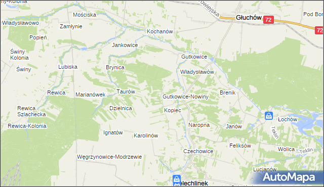 mapa Gutkowice-Nowiny, Gutkowice-Nowiny na mapie Targeo