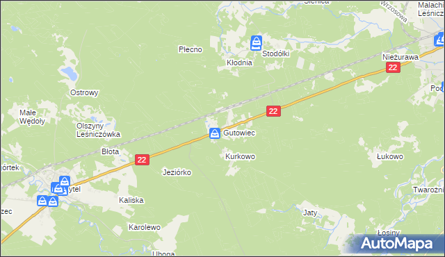 mapa Gutowiec, Gutowiec na mapie Targeo