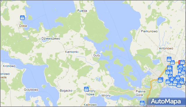 mapa Guty gmina Giżycko, Guty gmina Giżycko na mapie Targeo