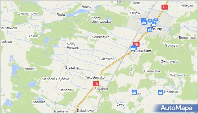 mapa Guzowice, Guzowice na mapie Targeo