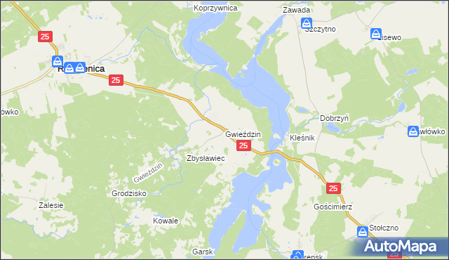 mapa Gwieździn, Gwieździn na mapie Targeo