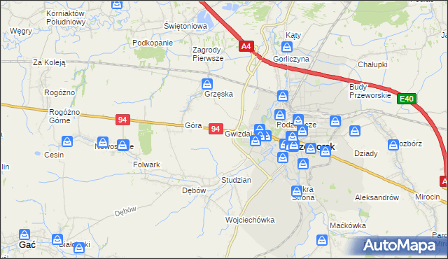 mapa Gwizdaj, Gwizdaj na mapie Targeo
