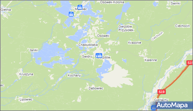 mapa Gwizdów gmina Modliborzyce, Gwizdów gmina Modliborzyce na mapie Targeo