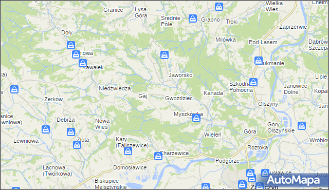 mapa Gwoździec gmina Zakliczyn, Gwoździec gmina Zakliczyn na mapie Targeo