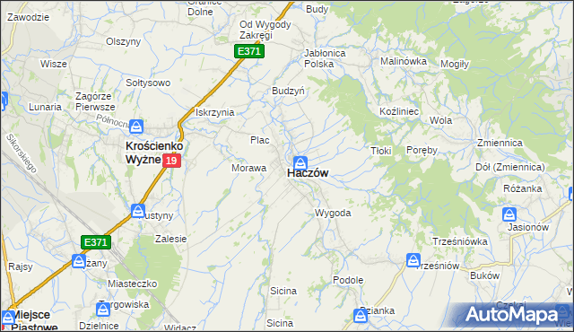 mapa Haczów, Haczów na mapie Targeo